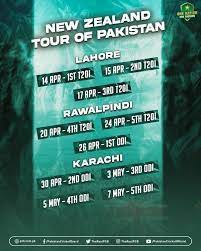 Revised itinerary of New Zealand’s white-ball tour of Pakistan