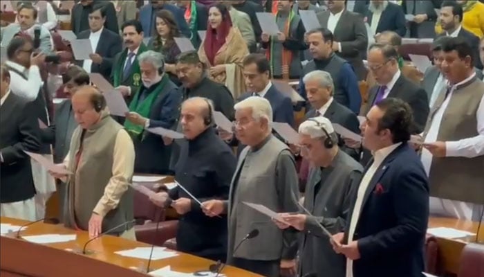 Newly elected MNAs sworn in amid protest by PTI-backed lawmakers